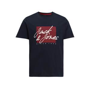 Jack & Jones Plus Tričko 'ZURI'  námornícka modrá / jasne červená / biela