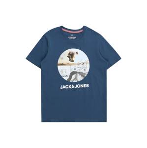 Jack & Jones Junior Tričko 'NAVIN'  námornícka modrá / čokoládová / tmavosivá / biela