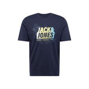 JACK & JONES Tričko 'MAP SUMMER'  námornícka modrá / svetlomodrá / svetlozelená
