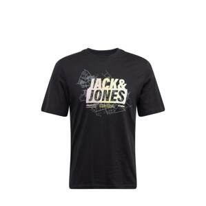 JACK & JONES Tričko 'MAP SUMMER'  pastelovo žltá / pastelovo ružová / čierna