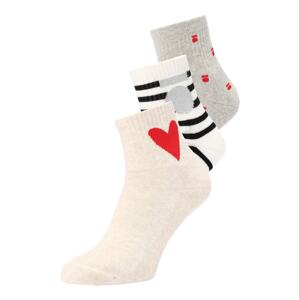 10Days Ponožky  krémová / sivá melírovaná / červená / biela