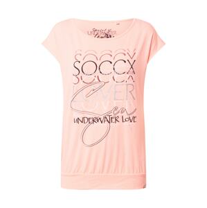 Soccx Tričko  ružová / tmavočervená / čierna / biela