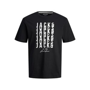 JACK & JONES Tričko 'ELVIN'  čierna / biela