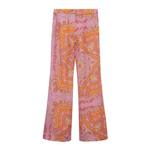 MANGO Nohavice s pukmi 'Farrah'  svetložltá / oranžová / ružová / svetloružová