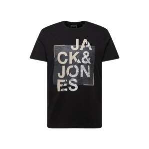 JACK & JONES Tričko 'SPACE'  sivá / sivobéžová / čierna / biela