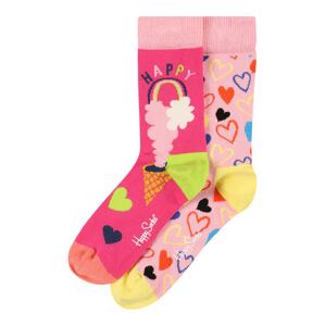 Happy Socks Ponožky 'Happy Love'  neónovo žltá / neónovo zelená / neónovo ružová / svetloružová / čierna