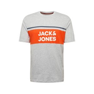 JACK & JONES Tričko 'CONRAD'  námornícka modrá / sivá melírovaná / oranžová / biela