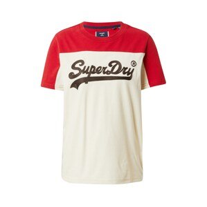 Superdry Tričko  čokoládová / sivobéžová / červená