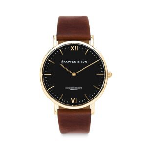 Kapten & Son Analógové hodinky 'Campus Small Gold Black Brown Leather'  hnedá / zlatá / čierna / biela