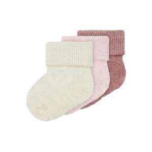 NAME IT Ponožky 'NEEL'  béžová melírovaná / ružová / červená melírovaná