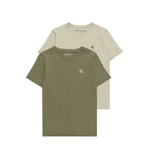 Calvin Klein Jeans Tričko  svetlobéžová / olivová / čierna / biela