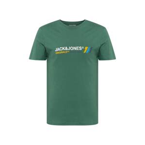 JACK & JONES Tričko 'Nate'  modrá / žltá / tmavozelená / biela