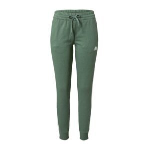 ADIDAS SPORTSWEAR Športové nohavice 'Essentials Fleece 3-Stripes'  trávovo zelená / biela