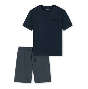 SCHIESSER Krátke pyžamo 'Ebony'  námornícka modrá / tmavomodrá / šedobiela