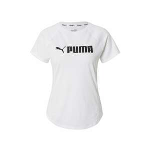 PUMA Funkčné tričko 'Fit Logo Tee'  čierna / biela