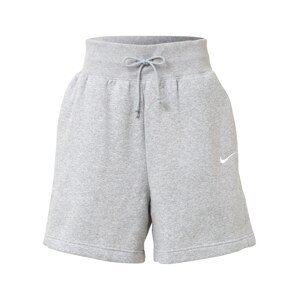Nike Sportswear Nohavice 'Phoenix fleece'  sivá melírovaná / biela