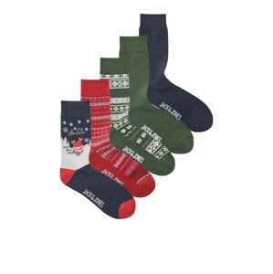 JACK & JONES Ponožky 'XMAS'  námornícka modrá / tmavozelená / tmavočervená / biela