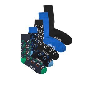 JACK & JONES Ponožky 'ANGUS SIGN'  tmavomodrá / zelená / čierna / biela