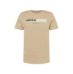 JACK & JONES Tričko 'FREDERIK'  tmavobéžová / čierna / biela