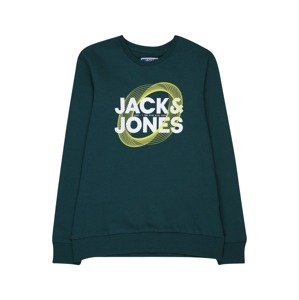Jack & Jones Junior Mikina 'LUCA'  žltá / tmavozelená / biela