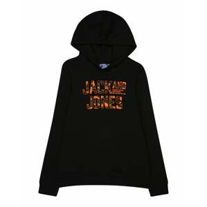 Jack & Jones Junior Mikina 'PEACE WALKER'  kaki / svetlooranžová / čierna