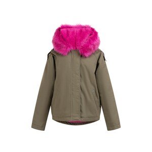 MYMO Zimná bunda  olivová / ružová
