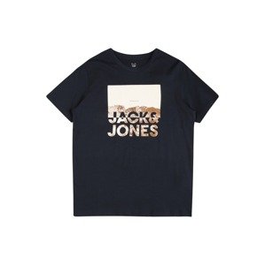 Jack & Jones Junior Tričko 'Alfie'  krémová / námornícka modrá / svetlohnedá