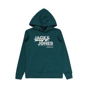 Jack & Jones Junior Mikina 'HUNTER'  sivá / smaragdová / biela