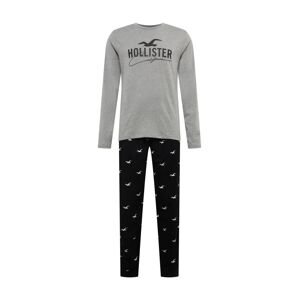 HOLLISTER Dlhé pyžamo  sivá melírovaná / čierna / biela