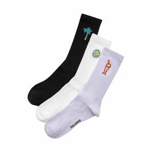Pull&Bear Ponožky 'MILKSHAKE  X 3'  orgovánová / čierna / biela