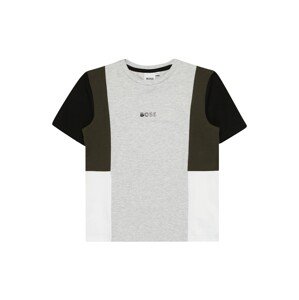 BOSS Kidswear Tričko  svetlosivá / tmavozelená / čierna / biela