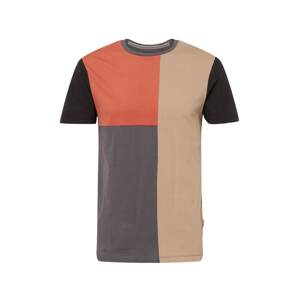 BLEND Tričko  béžová / sivá / oranžová / čierna