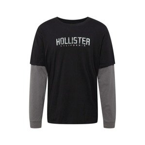 HOLLISTER Tričko  grafitová / čierna / biela melírovaná