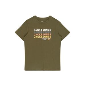 Jack & Jones Junior Tričko 'NATE'  žltá / olivová / oranžová / biela