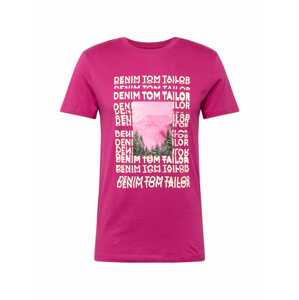 TOM TAILOR DENIM Tričko  krémová / jedľová / ružová / purpurová