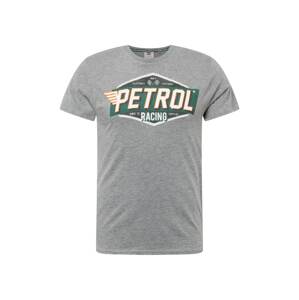Petrol Industries Tričko  sivá melírovaná / zelená / oranžová / biela