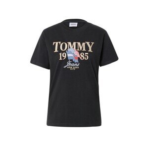 Tommy Jeans Tričko  dymovo modrá / zlatá / červená / čierna