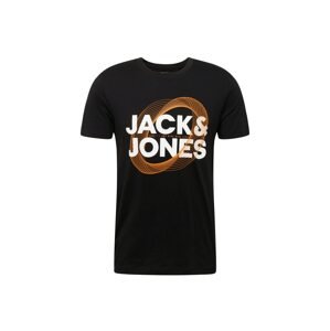 JACK & JONES Tričko 'LUCA'  oranžová / čierna / biela