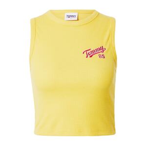 Tommy Jeans Vyšívaný top 'College'  žltá / tmavoružová