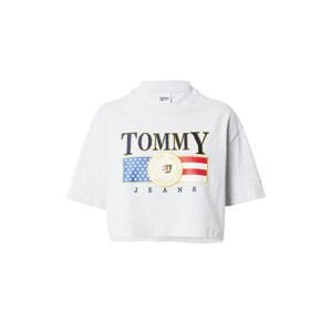 Tommy Jeans Tričko  dymovo modrá / sivá melírovaná / červená / čierna
