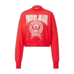 Tommy Jeans Sveter 'VARSITY'  červená / biela