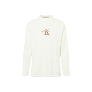 Calvin Klein Jeans Sveter  farba ťavej srsti / tmavobéžová / biela