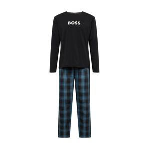 BOSS Black Dlhé pyžamo 'Easy'  modrozelená / čierna / biela