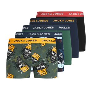 JACK & JONES Boxerky  tmavomodrá / žltá / kaki / čierna