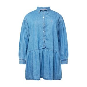 Tommy Jeans Curve Košeľové šaty 'CHAMBRAY'  námornícka modrá / modrá denim / červená / biela