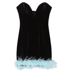 Bershka Kokteilové šaty  svetlomodrá / čierna