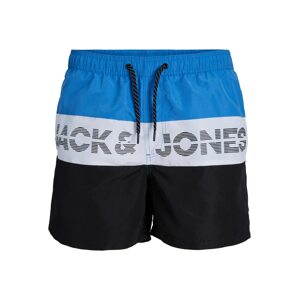 JACK & JONES Plavecké šortky  azúrová / čierna / biela