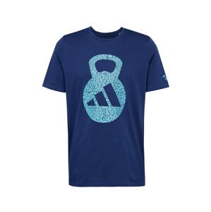 ADIDAS PERFORMANCE Funkčné tričko 'Aeroready Logo Graphic Sleeve'  vodová / tmavomodrá