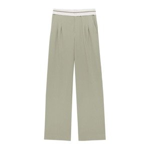 Pull&Bear Plisované nohavice  béžová / zelená