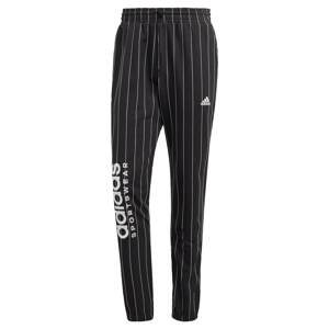 ADIDAS SPORTSWEAR Športové nohavice 'Pinstripe Fleece'  čierna / biela